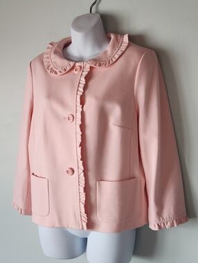 NWT $148 TALBOTS Soft Pink Round Collar Short Box Jacket Blazer Button - Fully l